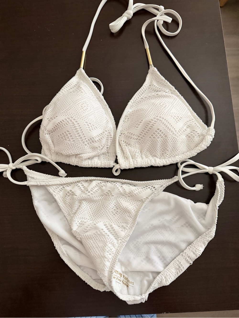 White Crochet Triangle Bikini Set - Women Swim